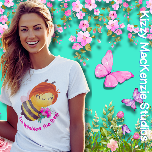Wimblee the Bee T-Shirt Spring Tee Honey Bee Conservation Flower Gift for Teacher Bee Art Adult Unisex Jersey Short Sleeve T-Shirt