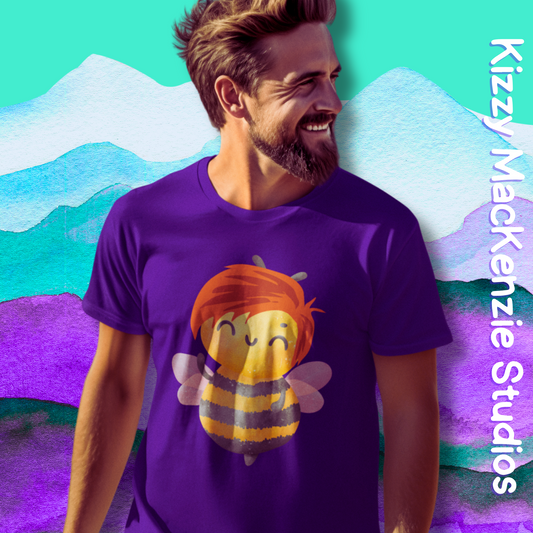 Wimblee the Bee Short Sleeve T-Shirt Honey Bee Lover Gift for Him or Her Bee Conservation Adult Unisex Jersey Short Sleeve T-Shirt