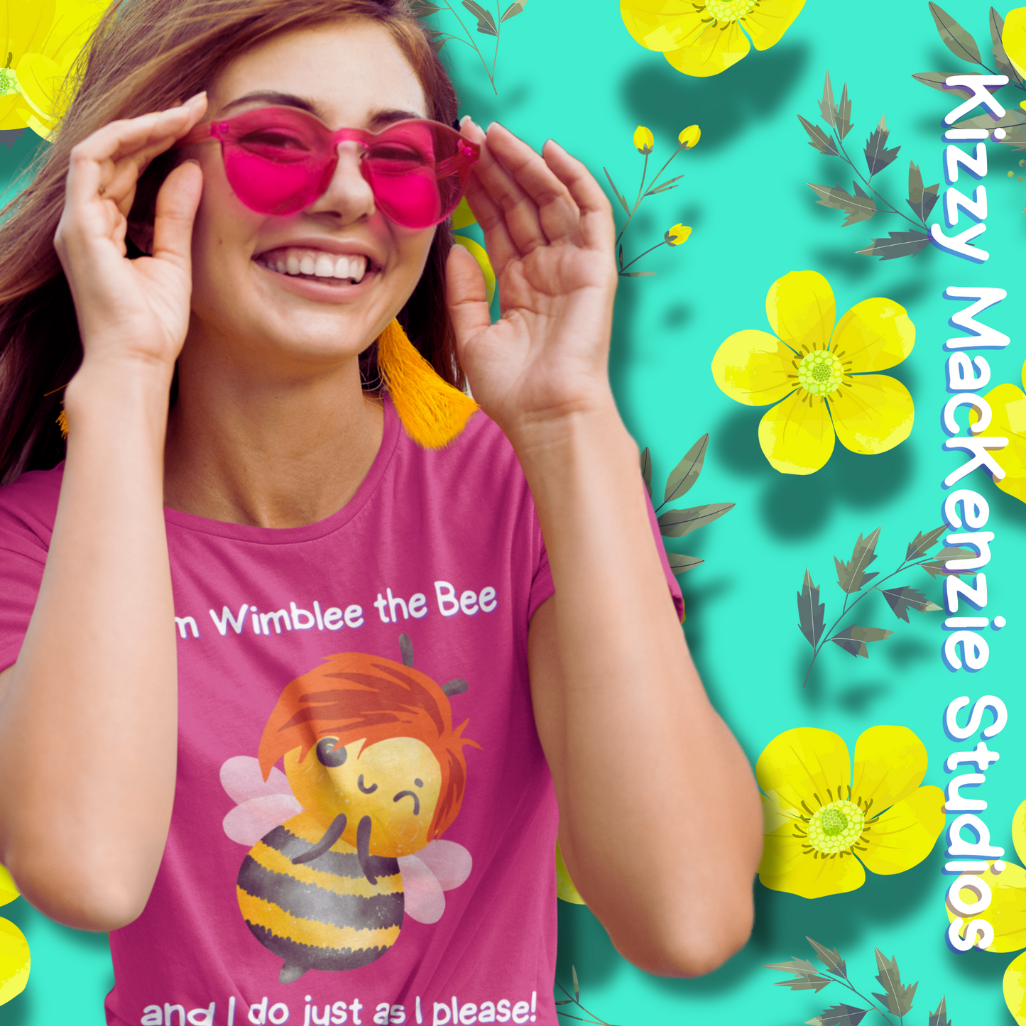 Wimblee the Bee T-Shirt Funny Honey Bee Tee Shirt Nature Gift Colorful Bee Art Pollinator Shirt for Him or Her Adult Unisex Jersey Short Sleeve T-Shirt