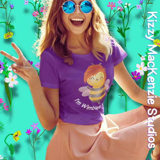 Wimblee the Bee Tee Shirt Red-Haired Honey Bee Gift for Him or Her Colorful Nature Art Adult Unisex Jersey Short Sleeve T-Shirt