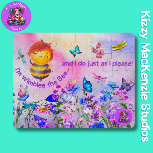 Wimblee the Bee Jigsaw Puzzle for Kids Wildflowers Pollinators Honey Bees Puzzle for Toddlers Kids Gift