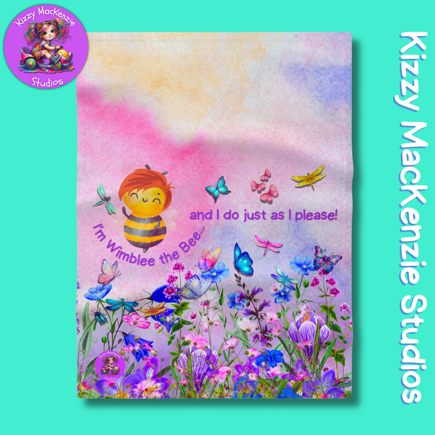 Wimblee the Bee Soft Fleece Baby Blanket Wildflowers and Pollinators Honey Bee Baby Shower Gift Bee Nursery Decor Nature Gift for Mom Colorful Gift for Baby