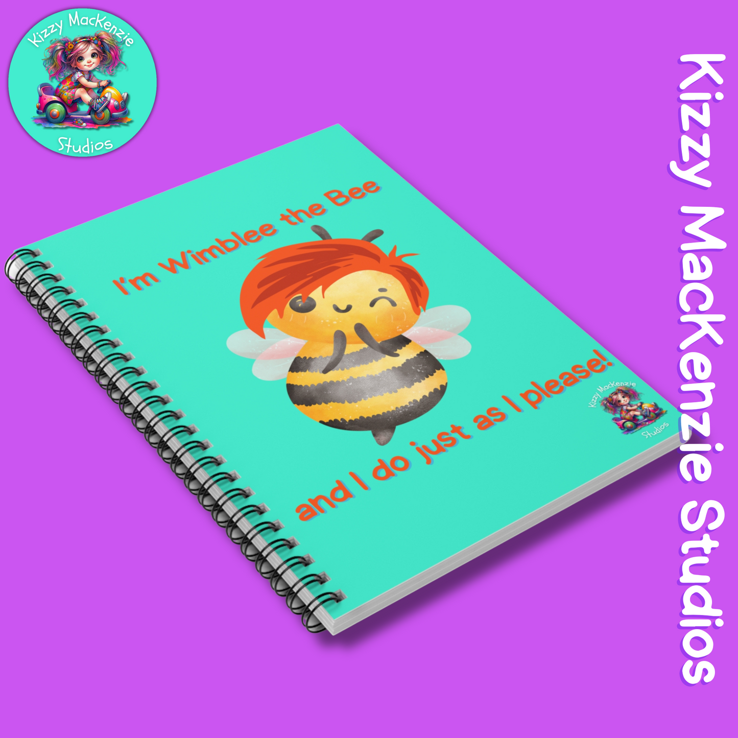 Wimblee the Bee Spiral Notebook Honey Bee Journal Funny Gift For Teacher