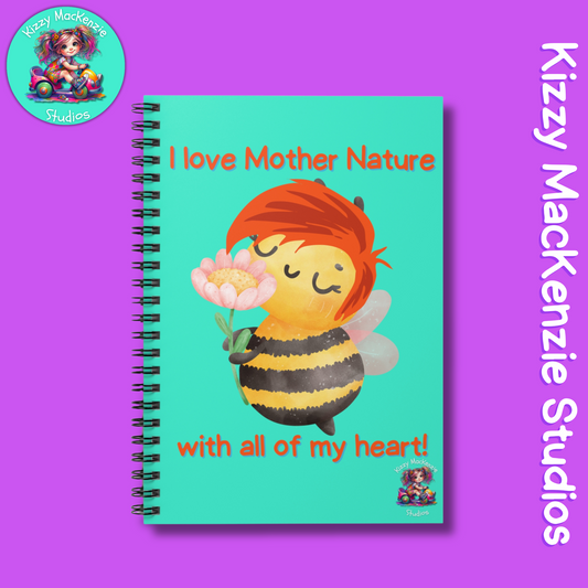 Wimblee the Bee Spiral Notebook Mother Nature Journal Honey Bee Lover Gift