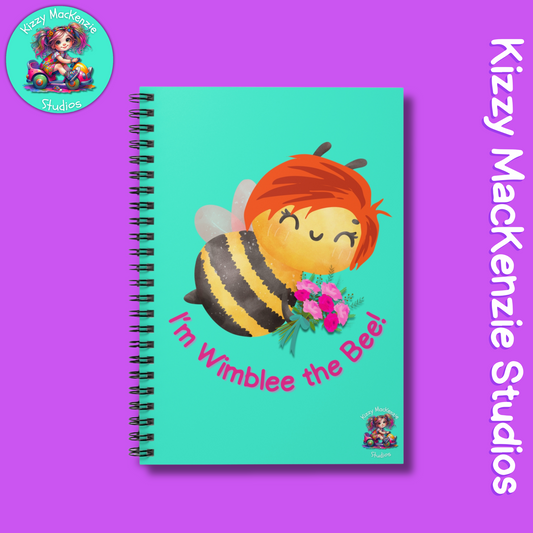 Wimblee the Bee Spiral Notebook Bouquet of Flowers Spring Honey Bee Journal Gift for Her