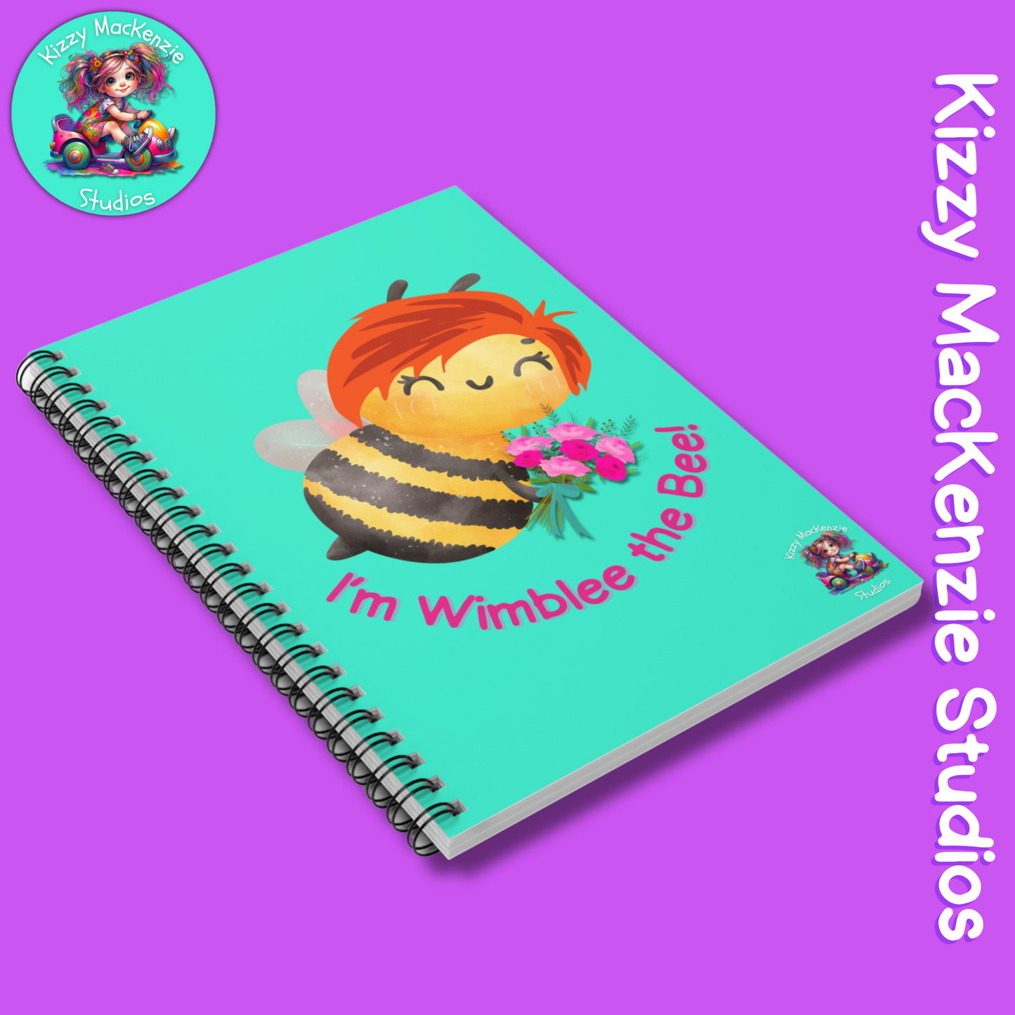 Wimblee the Bee Spiral Notebook Bouquet of Flowers Spring Honey Bee Journal Gift for Her