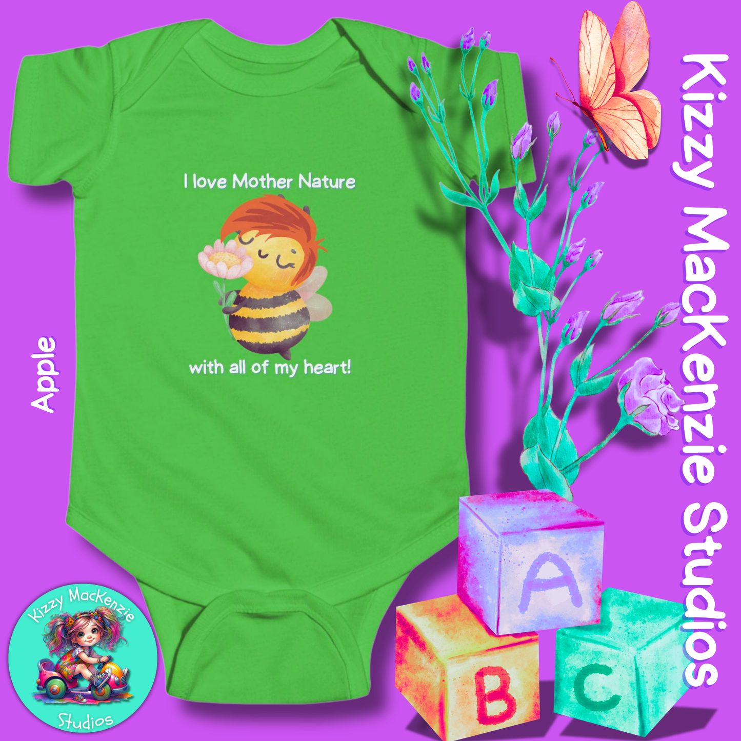 Wimblee the Bee Infant Fine Jersey Bodysuit Onesie Baby Shower Gift Baby Clothes Mother Nature Gift