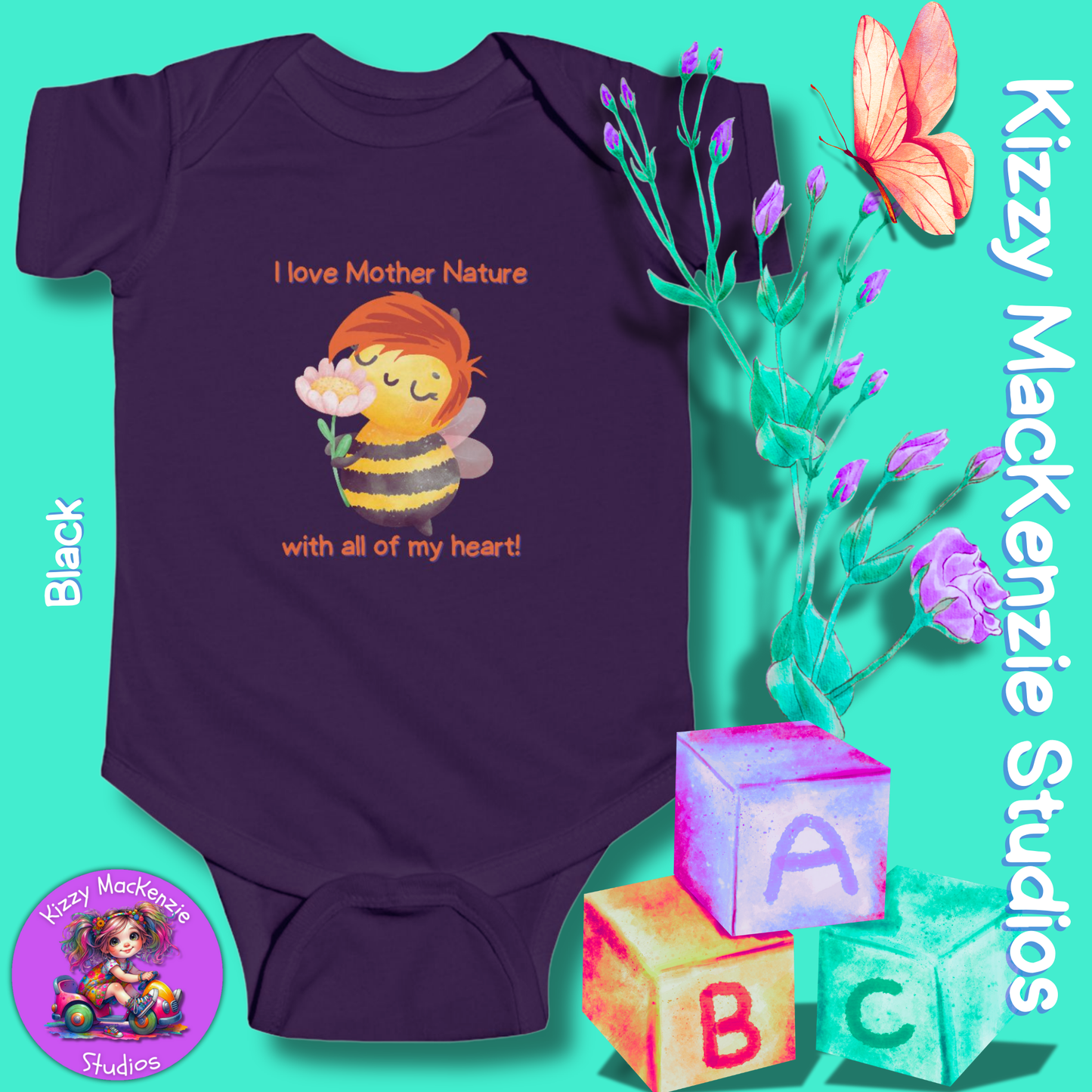 Wimblee the Bee Infant Fine Jersey Bodysuit Onesie Baby Shower Gift Baby Clothes Mother Nature Gift