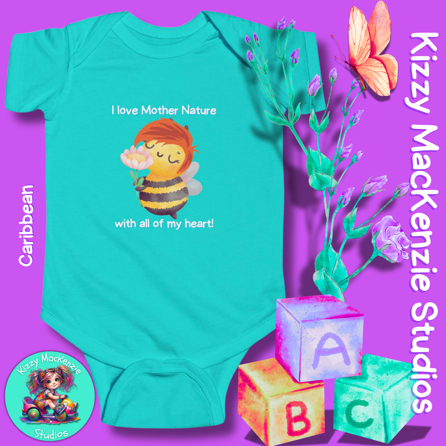 Wimblee the Bee Infant Fine Jersey Bodysuit Onesie Baby Shower Gift Baby Clothes Mother Nature Gift