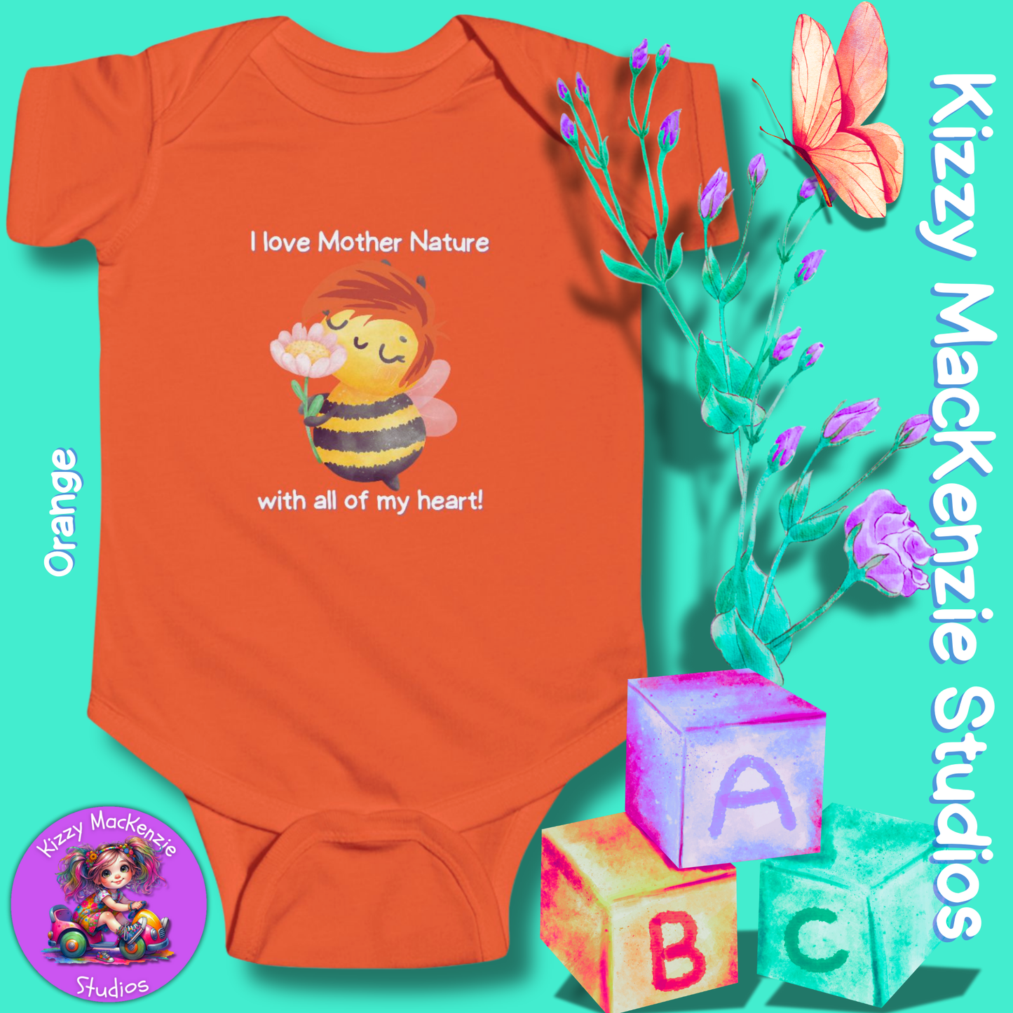 Wimblee the Bee Infant Fine Jersey Bodysuit Onesie Baby Shower Gift Baby Clothes Mother Nature Gift