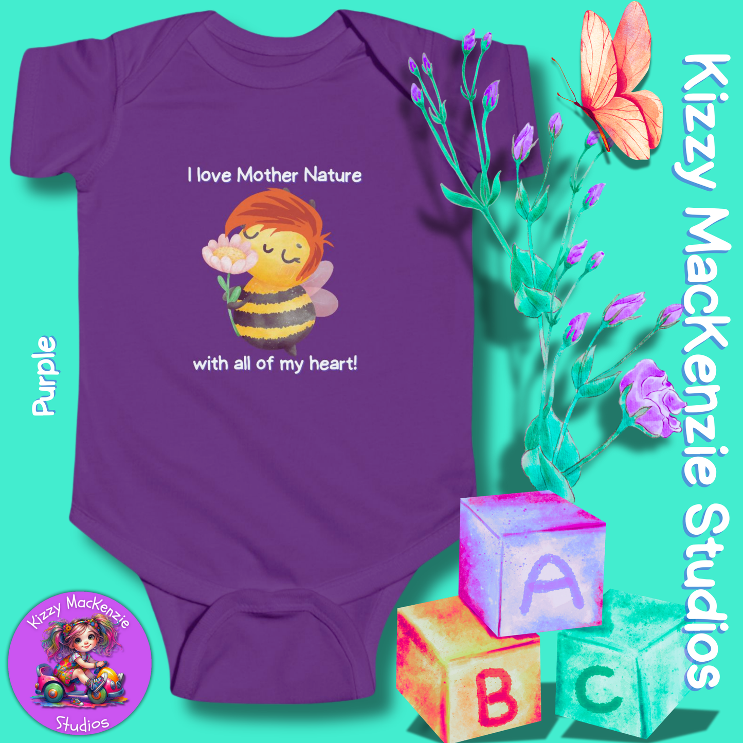 Wimblee the Bee Infant Fine Jersey Bodysuit Onesie Baby Shower Gift Baby Clothes Mother Nature Gift