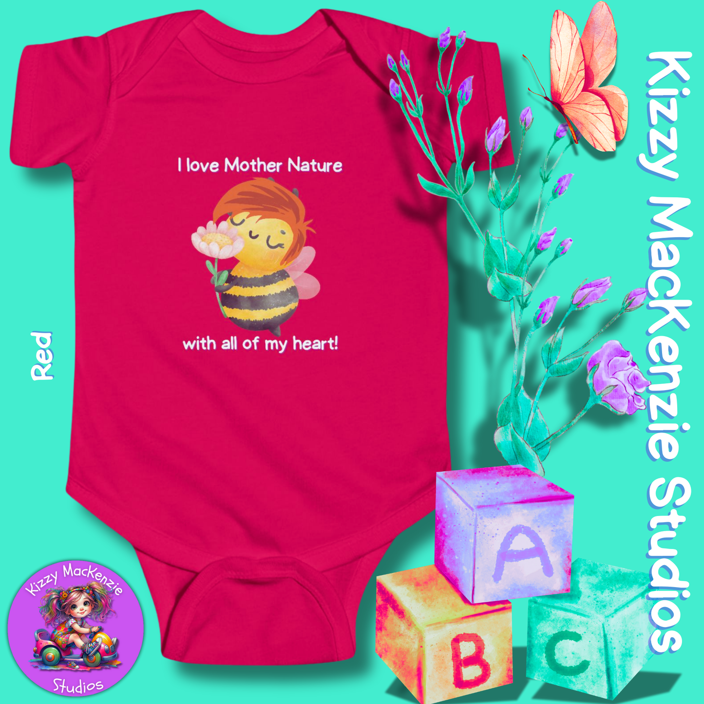 Wimblee the Bee Infant Fine Jersey Bodysuit Onesie Baby Shower Gift Baby Clothes Mother Nature Gift