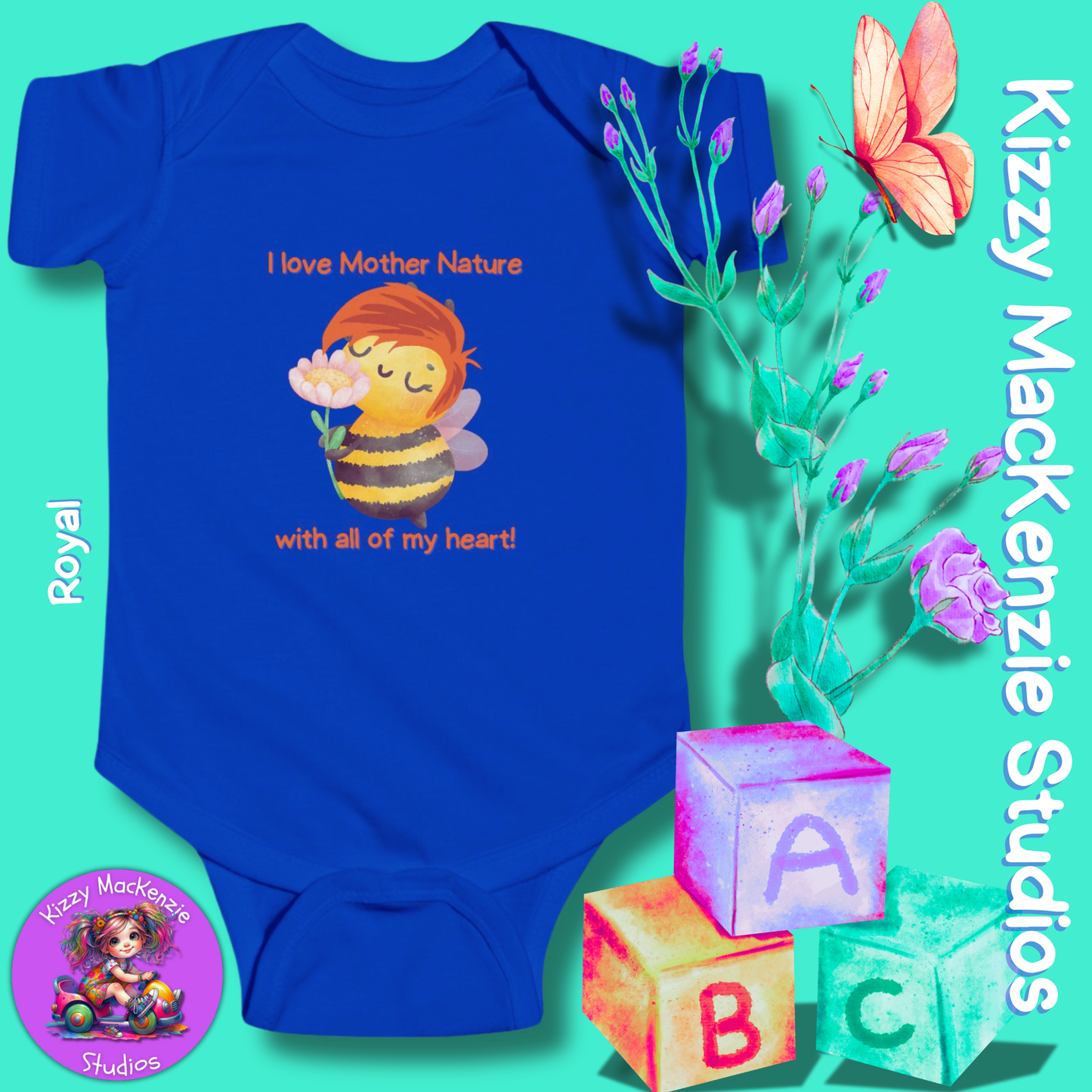 Wimblee the Bee Infant Fine Jersey Bodysuit Onesie Baby Shower Gift Baby Clothes Mother Nature Gift
