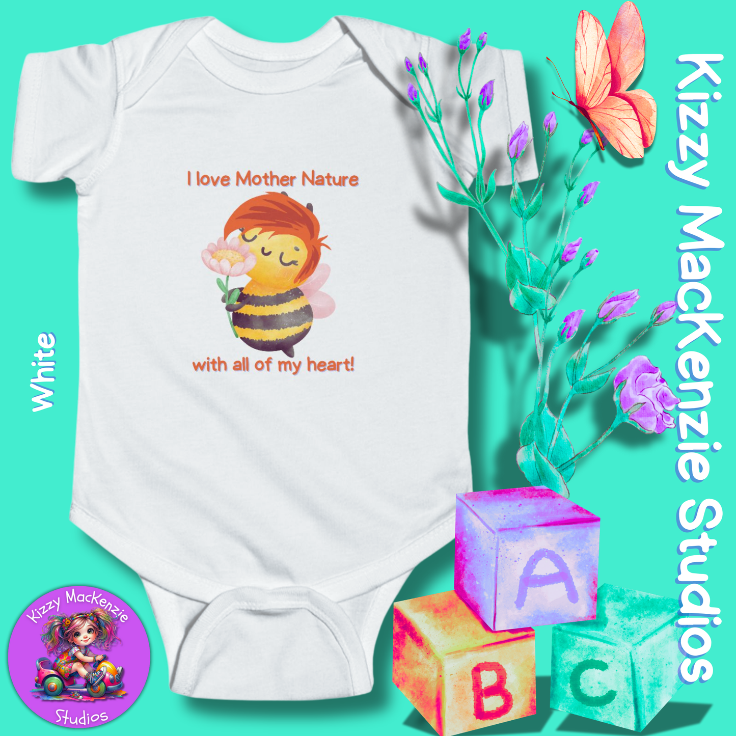 Wimblee the Bee Infant Fine Jersey Bodysuit Onesie Baby Shower Gift Baby Clothes Mother Nature Gift