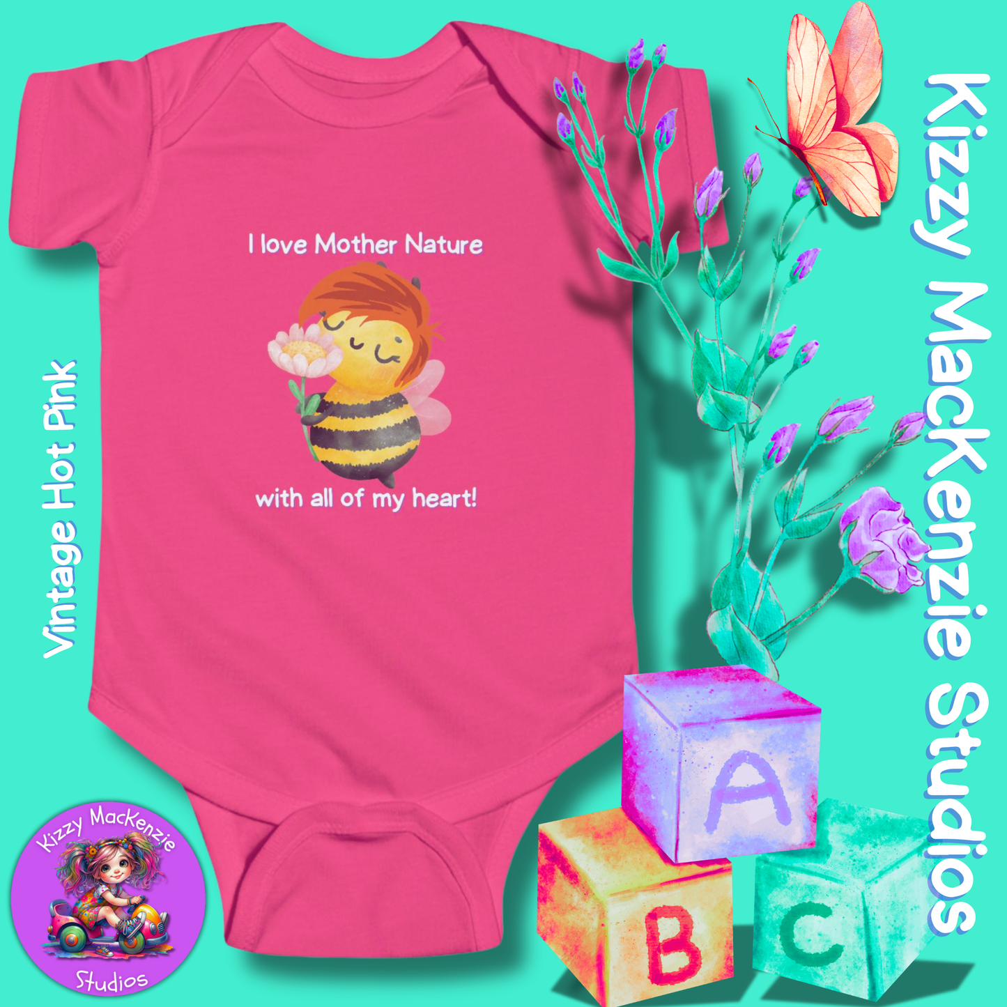 Wimblee the Bee Infant Fine Jersey Bodysuit Onesie Baby Shower Gift Baby Clothes Mother Nature Gift