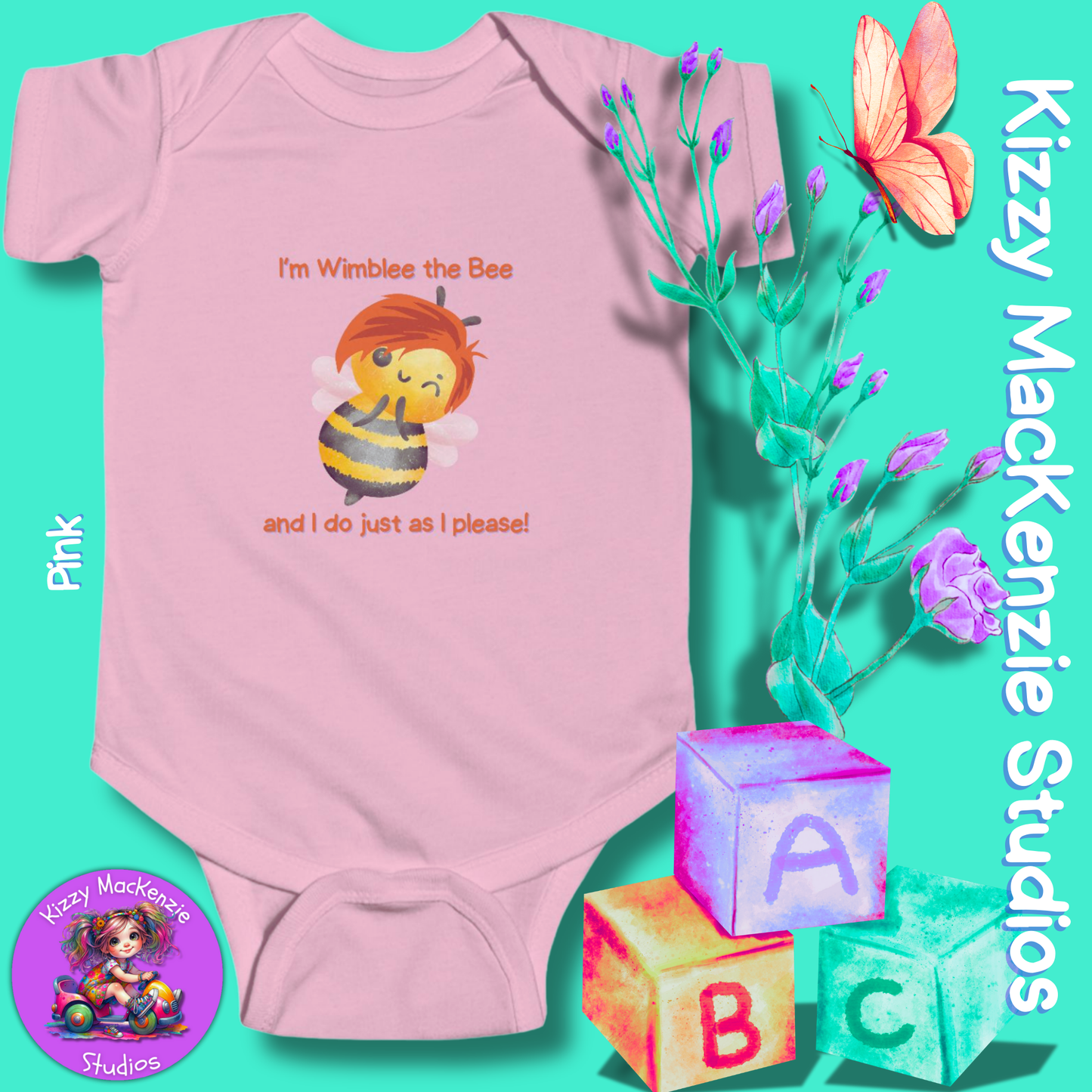 Wimblee the Bee Infant Fine Jersey Bodysuit Baby Onesie Bee Nursery Honey Bee Baby Shower Gift