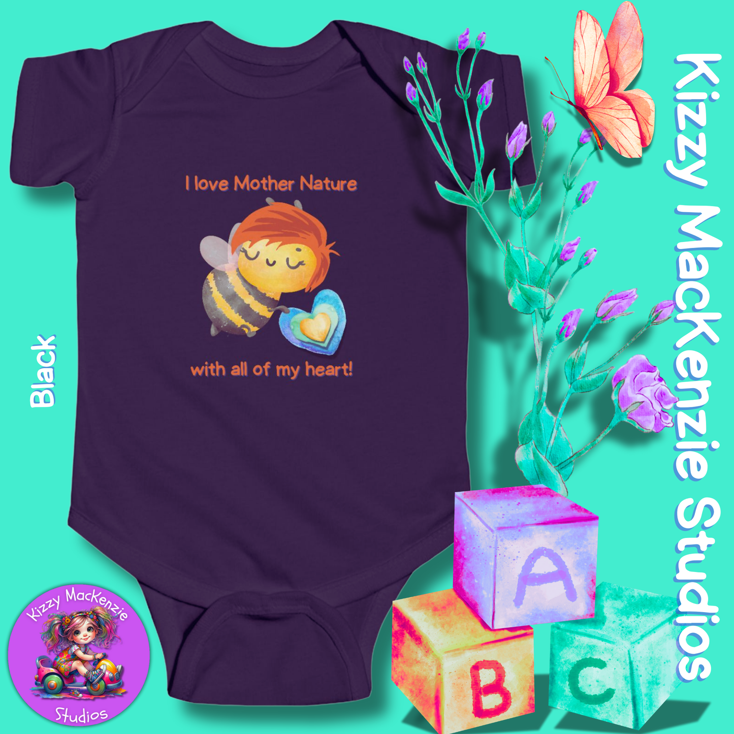 Wimblee the Bee Infant Fine Jersey Bodysuit Onesie Baby Outfit I Love Mother Nature Gift for Newborn Outfit