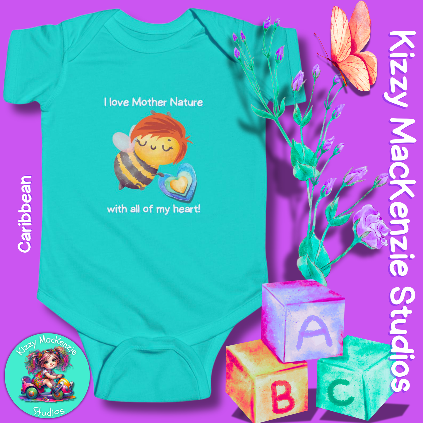 Wimblee the Bee Infant Fine Jersey Bodysuit Onesie Baby Outfit I Love Mother Nature Gift for Newborn Outfit