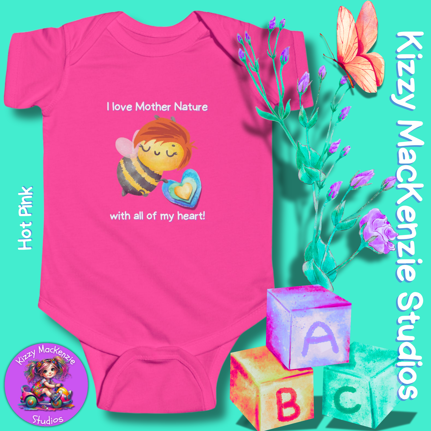 Wimblee the Bee Infant Fine Jersey Bodysuit Onesie Baby Outfit I Love Mother Nature Gift for Newborn Outfit