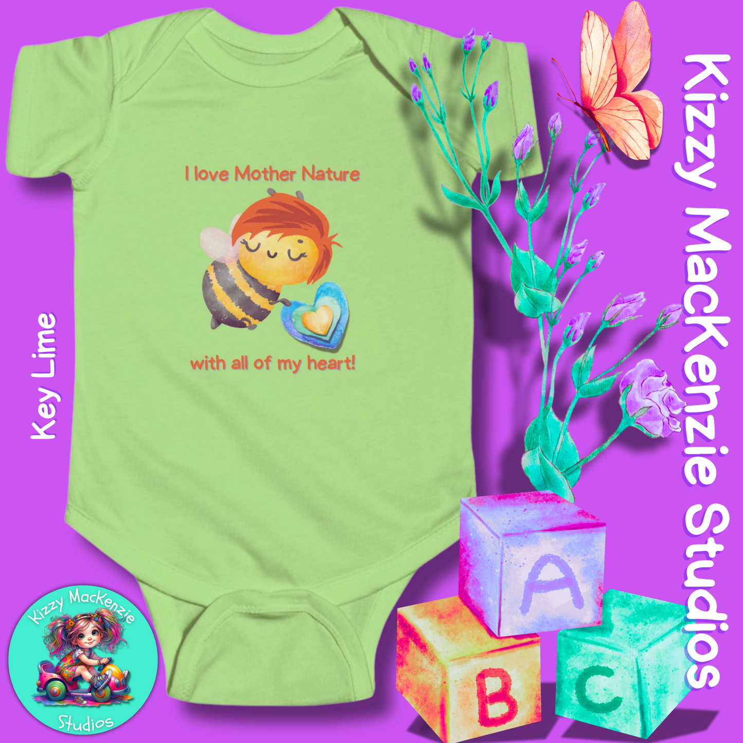 Wimblee the Bee Infant Fine Jersey Bodysuit Onesie Baby Outfit I Love Mother Nature Gift for Newborn Outfit