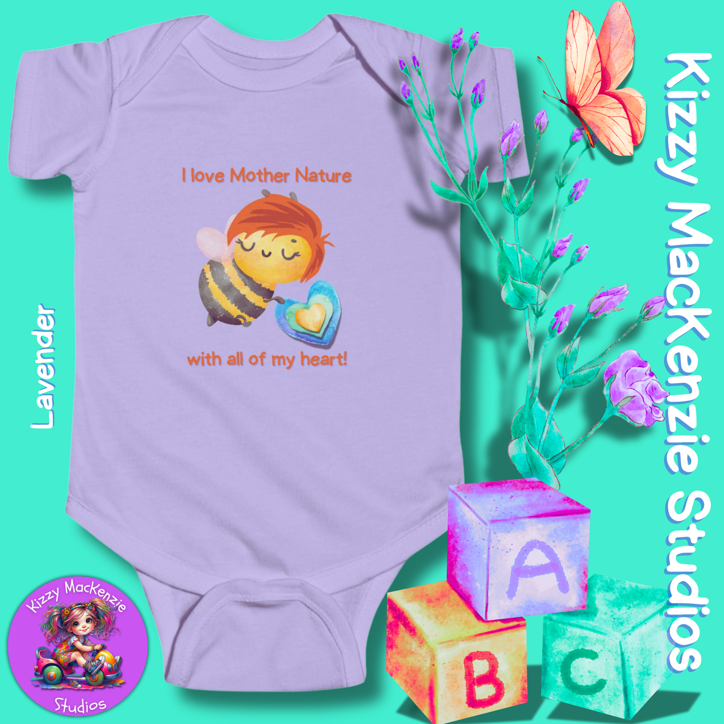 Wimblee the Bee Infant Fine Jersey Bodysuit Onesie Baby Outfit I Love Mother Nature Gift for Newborn Outfit