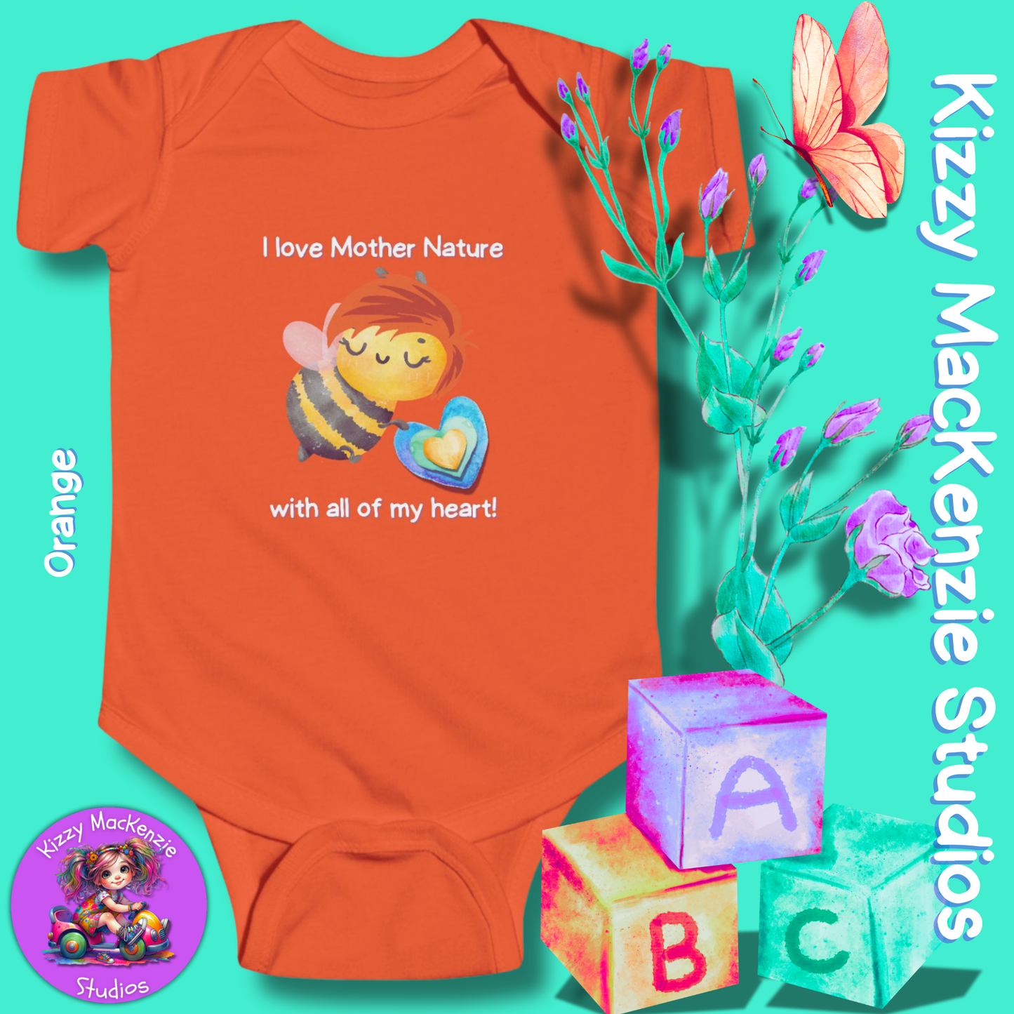 Wimblee the Bee Infant Fine Jersey Bodysuit Onesie Baby Outfit I Love Mother Nature Gift for Newborn Outfit