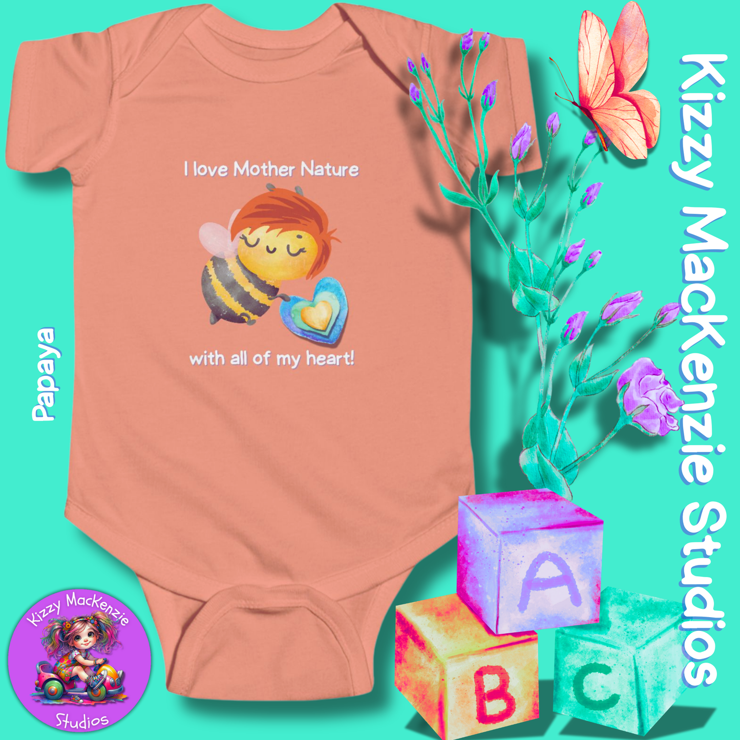Wimblee the Bee Infant Fine Jersey Bodysuit Onesie Baby Outfit I Love Mother Nature Gift for Newborn Outfit