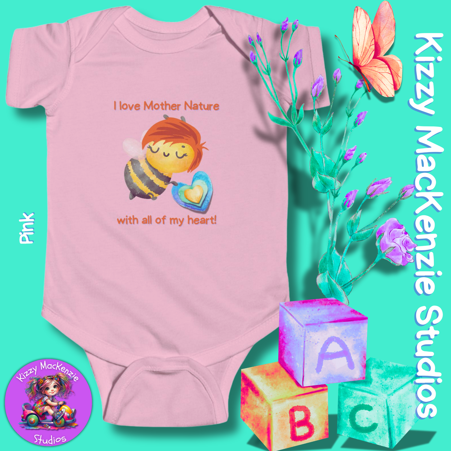 Wimblee the Bee Infant Fine Jersey Bodysuit Onesie Baby Outfit I Love Mother Nature Gift for Newborn Outfit