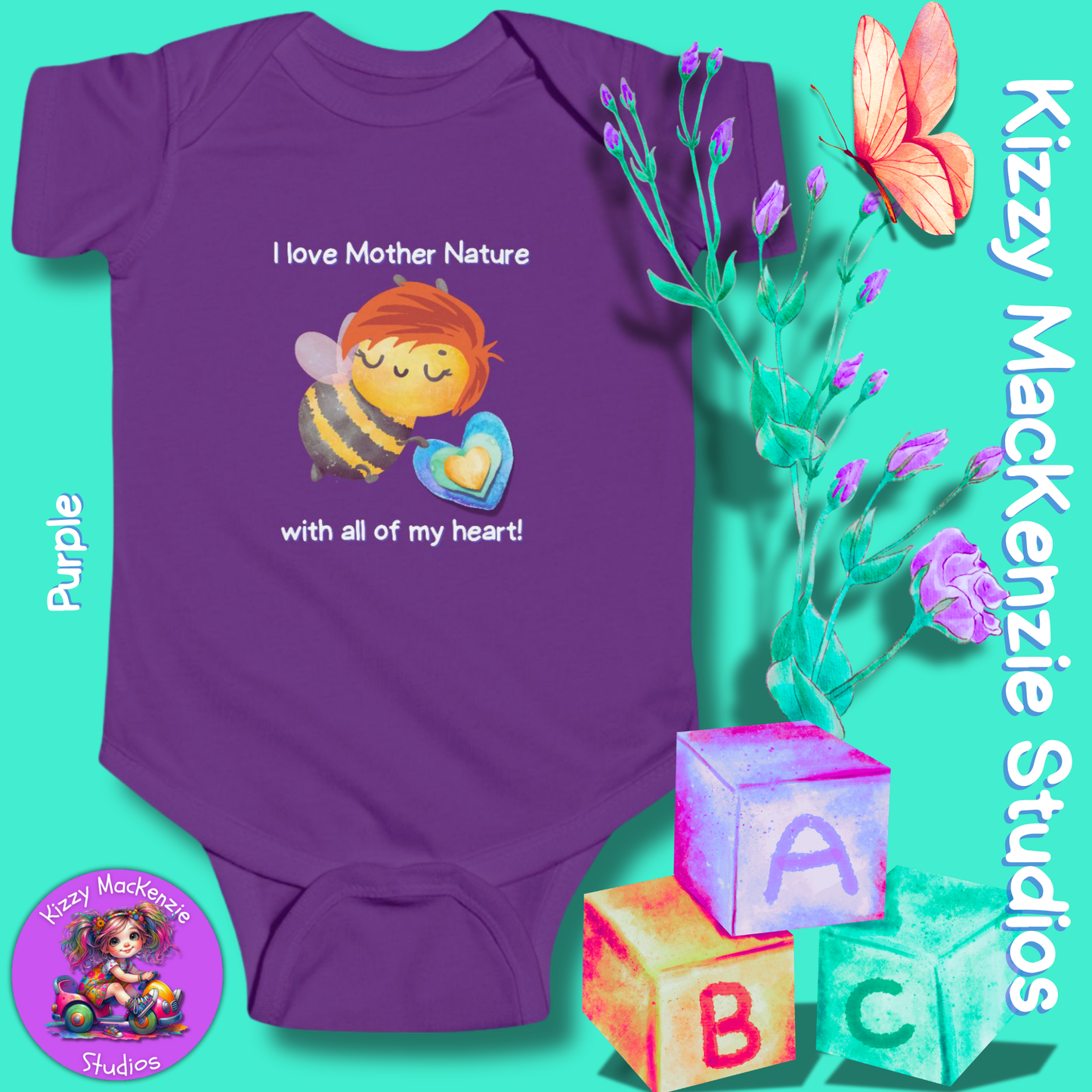 Wimblee the Bee Infant Fine Jersey Bodysuit Onesie Baby Outfit I Love Mother Nature Gift for Newborn Outfit