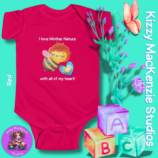 Wimblee the Bee Infant Fine Jersey Bodysuit Onesie Baby Outfit I Love Mother Nature Gift for Newborn Outfit