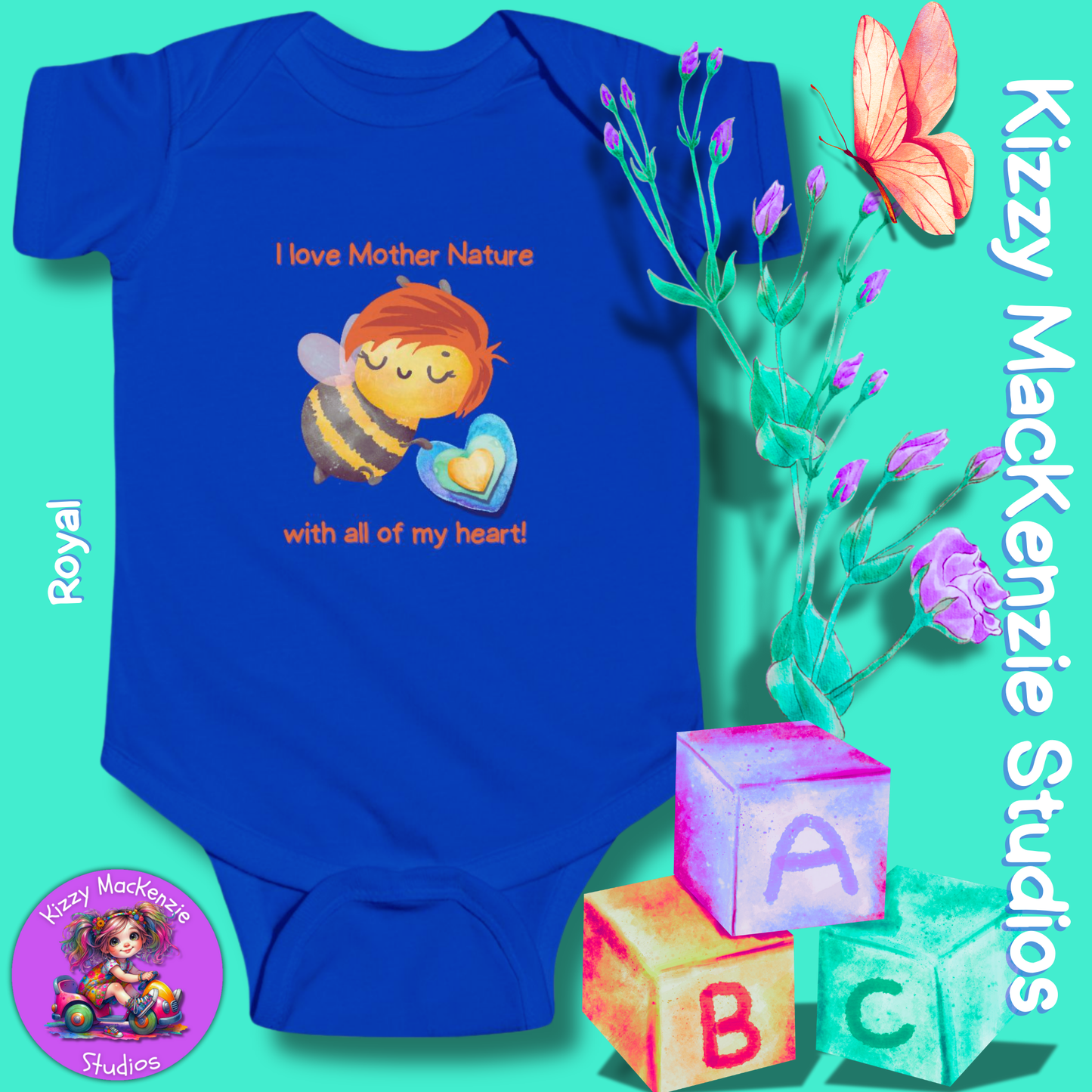 Wimblee the Bee Infant Fine Jersey Bodysuit Onesie Baby Outfit I Love Mother Nature Gift for Newborn Outfit