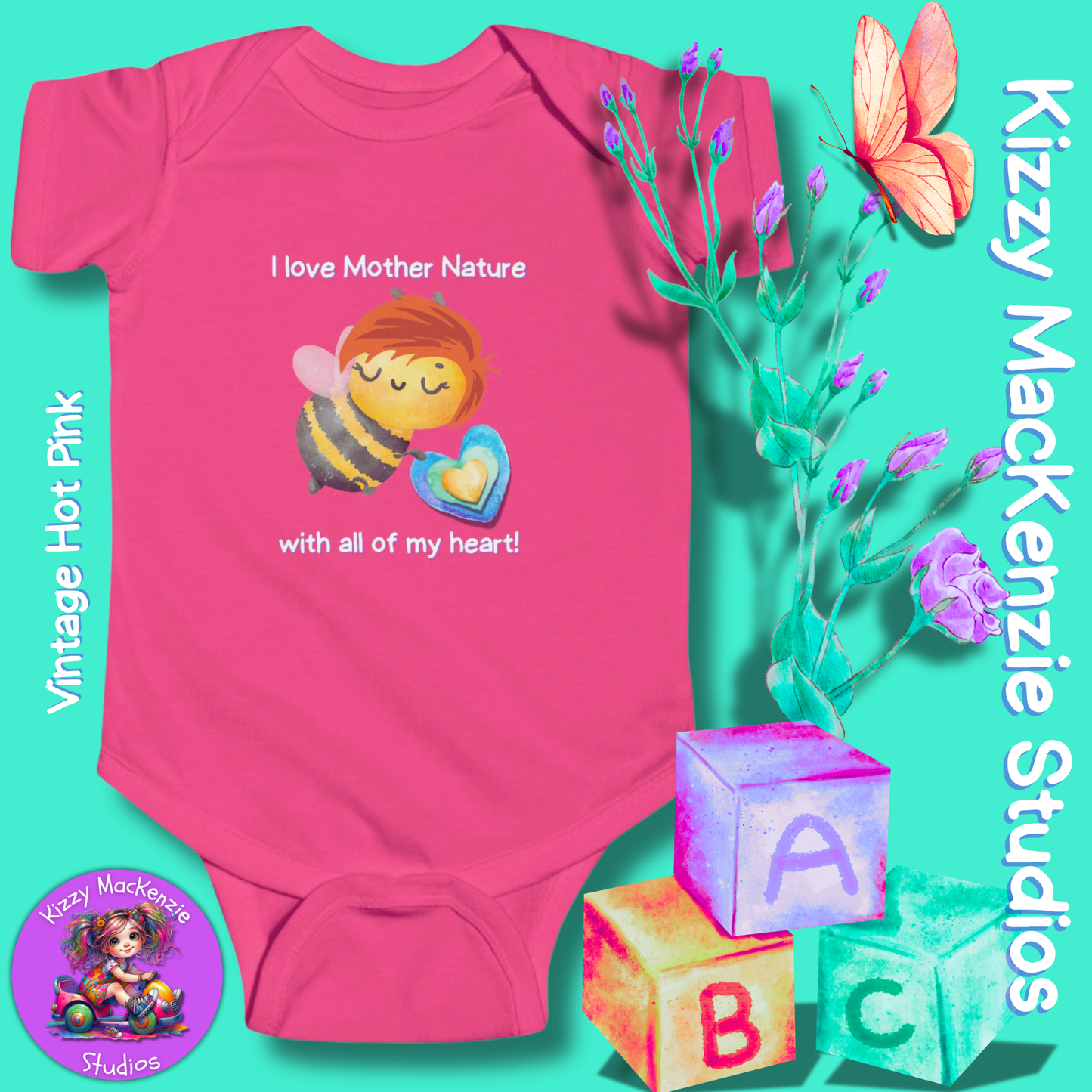 Wimblee the Bee Infant Fine Jersey Bodysuit Onesie Baby Outfit I Love Mother Nature Gift for Newborn Outfit