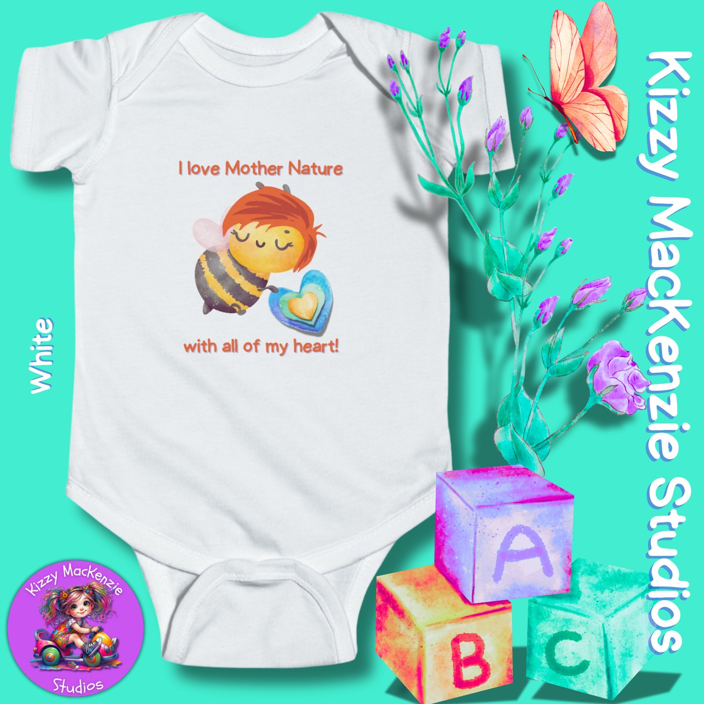 Wimblee the Bee Infant Fine Jersey Bodysuit Onesie Baby Outfit I Love Mother Nature Gift for Newborn Outfit