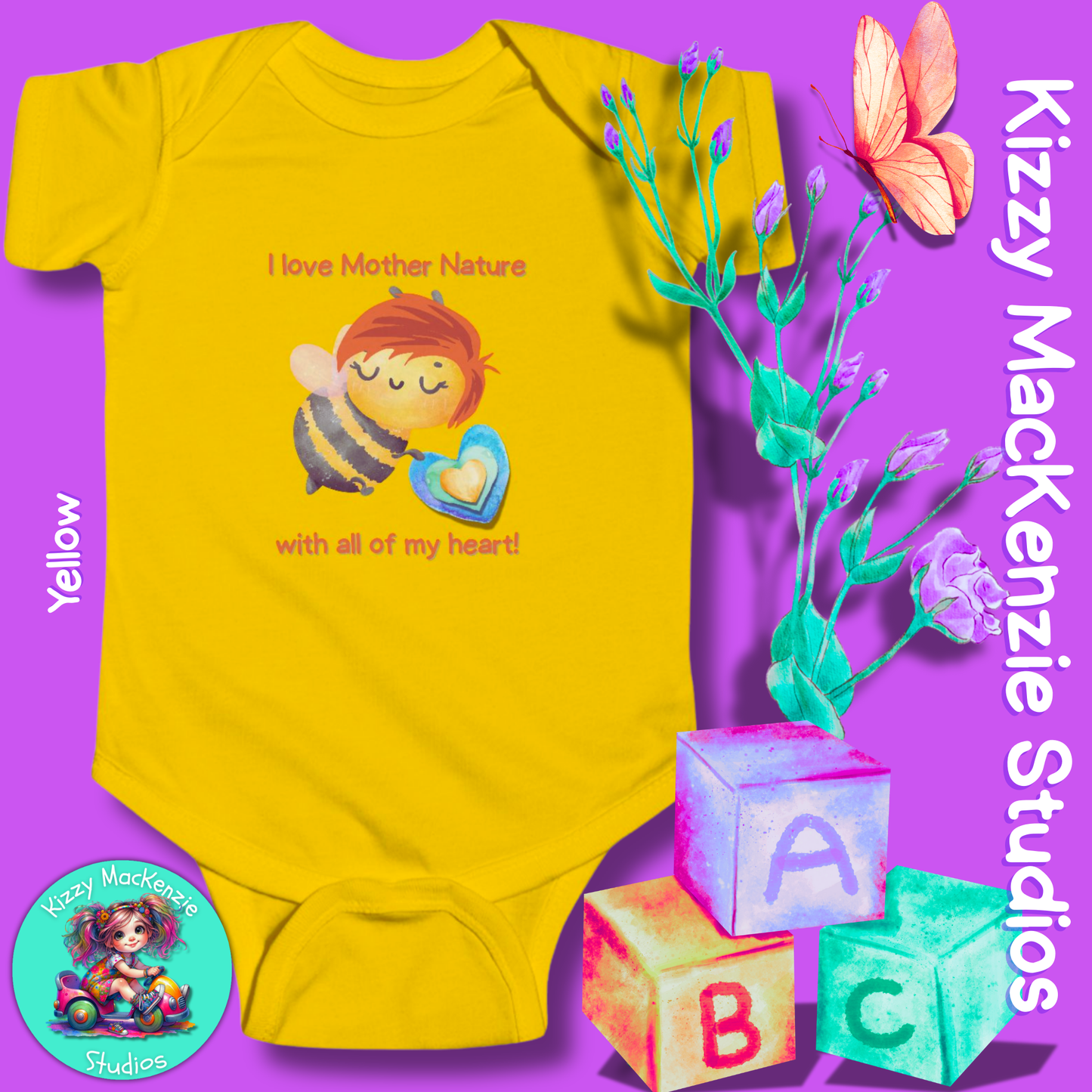 Wimblee the Bee Infant Fine Jersey Bodysuit Onesie Baby Outfit I Love Mother Nature Gift for Newborn Outfit