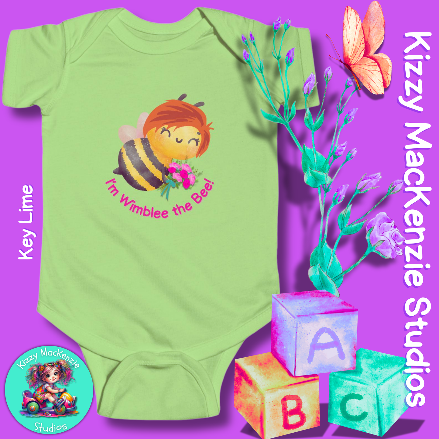 Wimblee the Bee Infant Fine Jersey Bodysuit Baby Onesie Bouquet of Flowers Honey Bee Baby Shower Gift