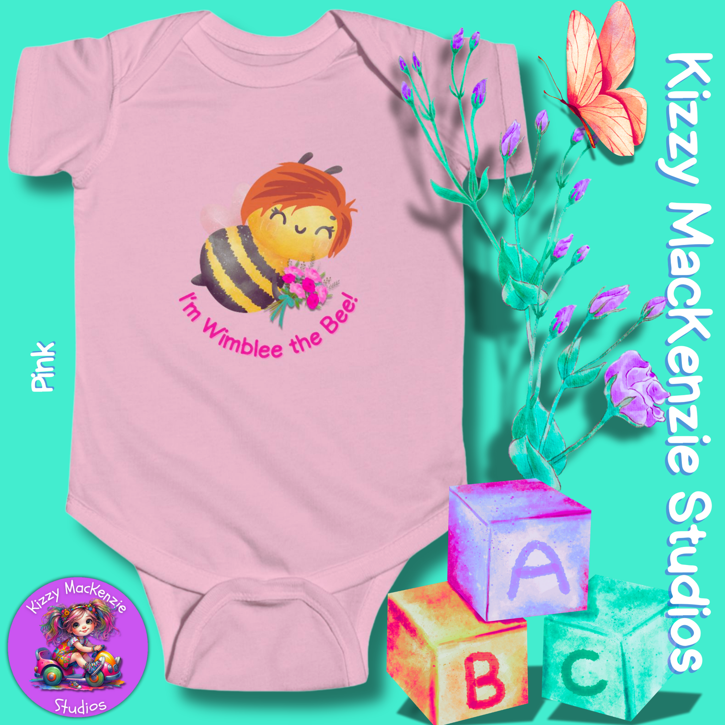 Wimblee the Bee Infant Fine Jersey Bodysuit Baby Onesie Bouquet of Flowers Honey Bee Baby Shower Gift