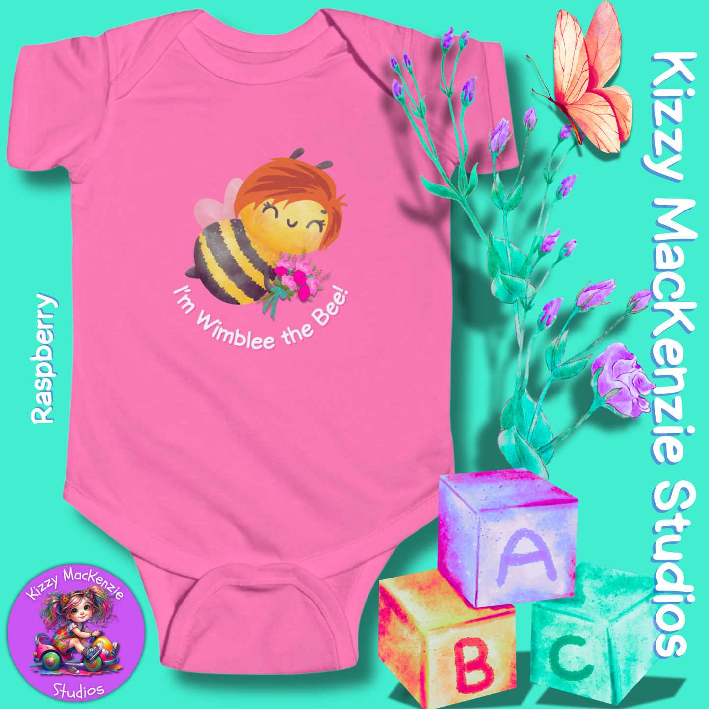 Wimblee the Bee Infant Fine Jersey Bodysuit Baby Onesie Bouquet of Flowers Honey Bee Baby Shower Gift