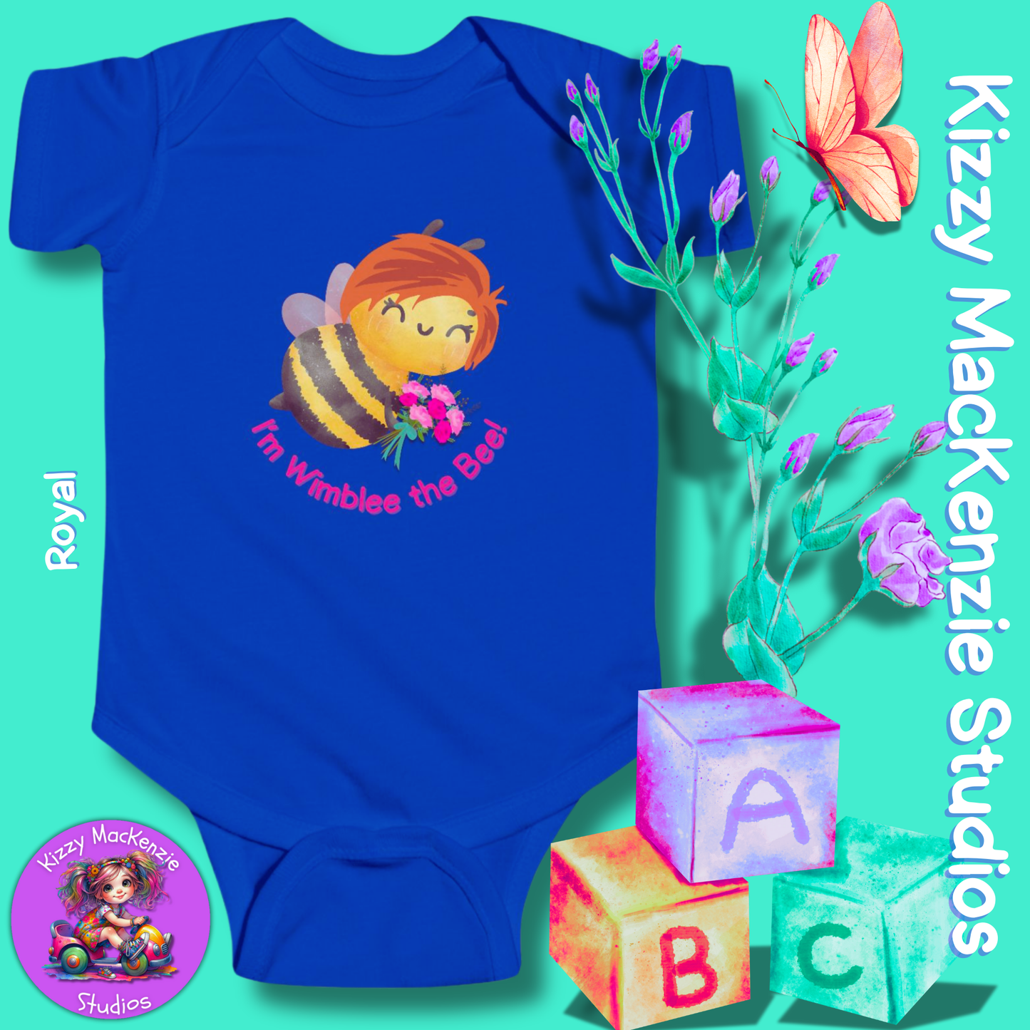 Wimblee the Bee Infant Fine Jersey Bodysuit Baby Onesie Bouquet of Flowers Honey Bee Baby Shower Gift