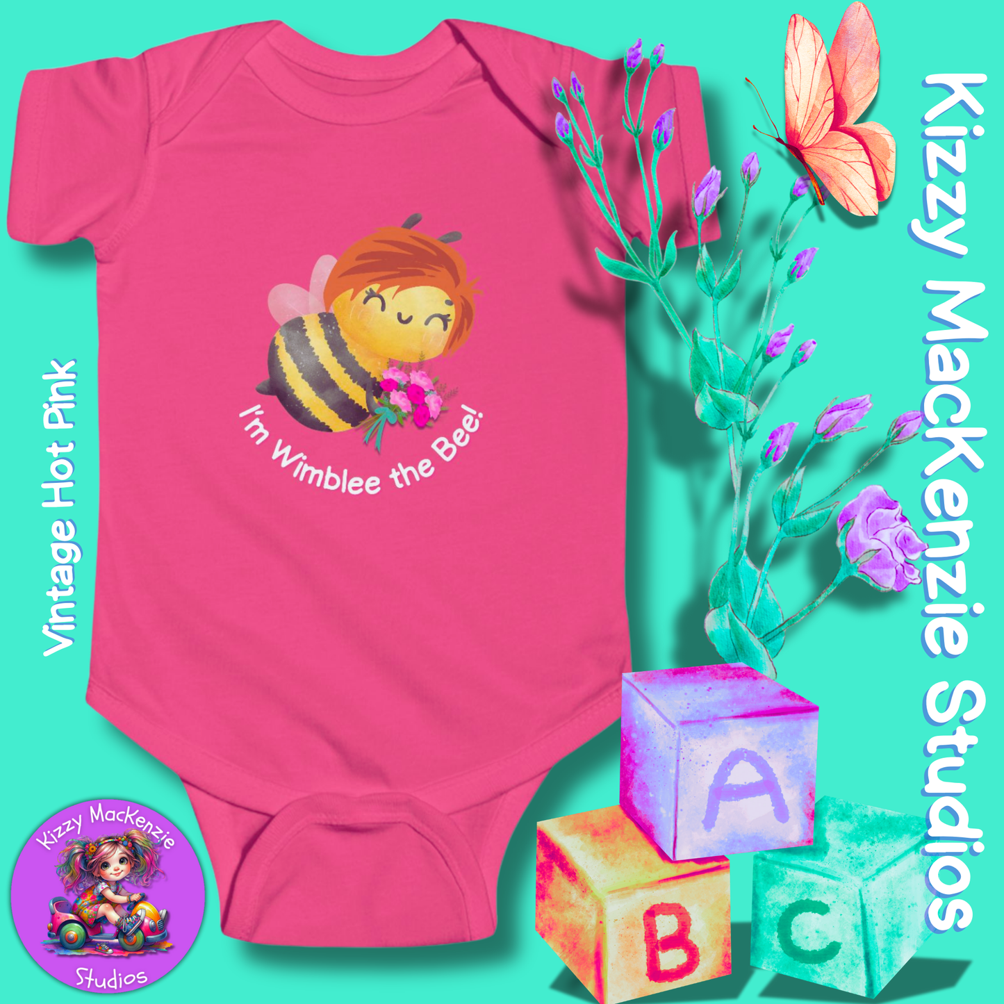 Wimblee the Bee Infant Fine Jersey Bodysuit Baby Onesie Bouquet of Flowers Honey Bee Baby Shower Gift