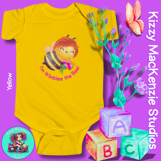Wimblee the Bee Infant Fine Jersey Bodysuit Baby Onesie Bouquet of Flowers Honey Bee Baby Shower Gift