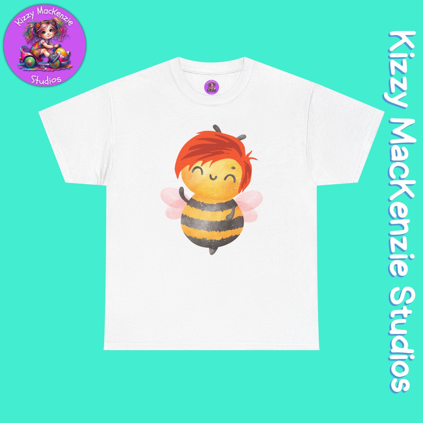 Wimblee the Bee Cute Honey Bee Tee Red-Haired Gift Nature Lover Gift for Him or Her Adult Unisex Heavy Cotton Tee