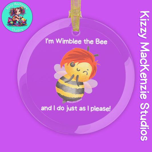 Wimblee the Bee Glass Ornament Holiday Present Gift for Her Honey Bee Conservation