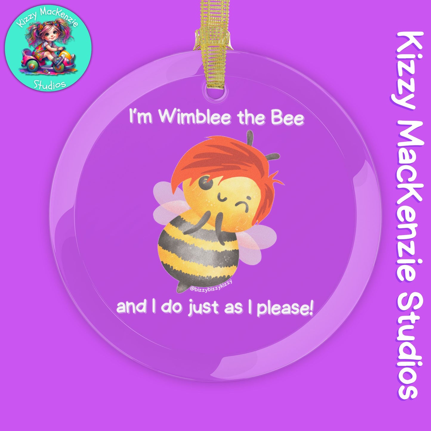Wimblee the Bee Glass Ornament Holiday Present Gift for Her Honey Bee Conservation