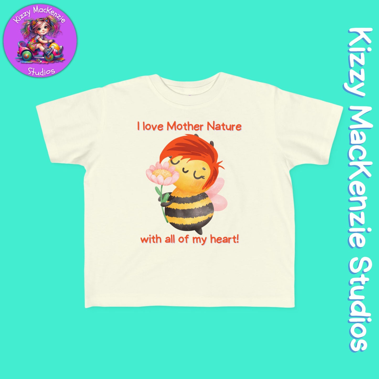 Wimblee the Bee Toddler's Fine Jersey Tee I Love Mother Nature Shirt for Toddler Clothes