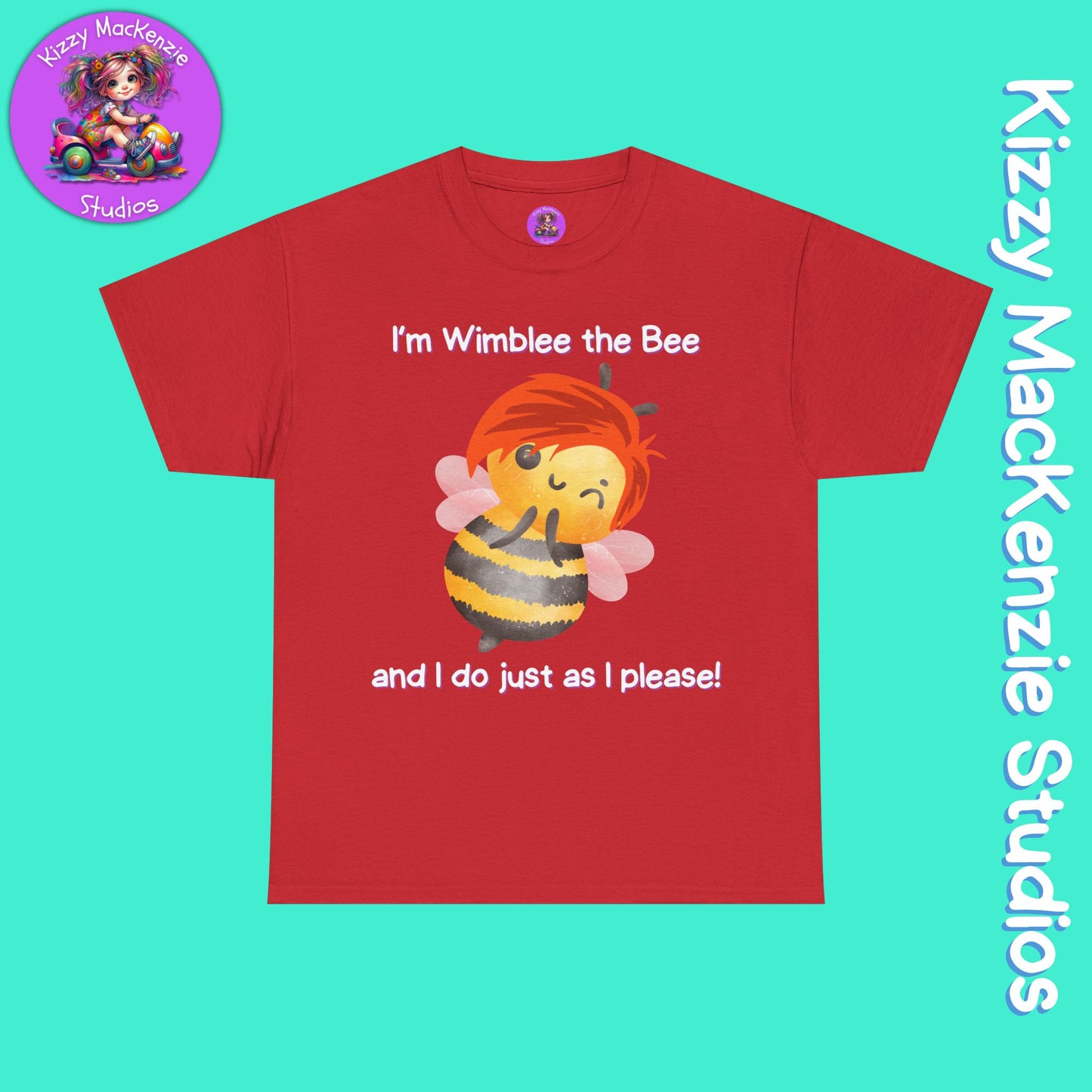 Wimblee the Bee Funny Honey Bee T-Shirt Spring Tee for Him or Her Teacher Appreciation Gift Unisex Heavy Cotton Tee