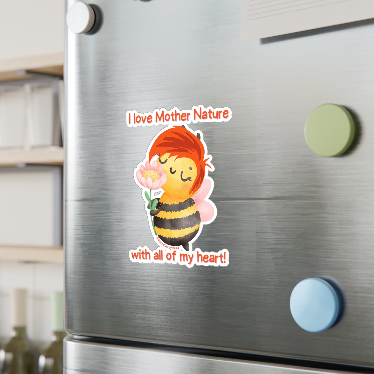 Wimblee the Bee Kiss-Cut Vinyl Decals I Love Mother Nature Decal Earth Day Gift for Teacher Appreciation