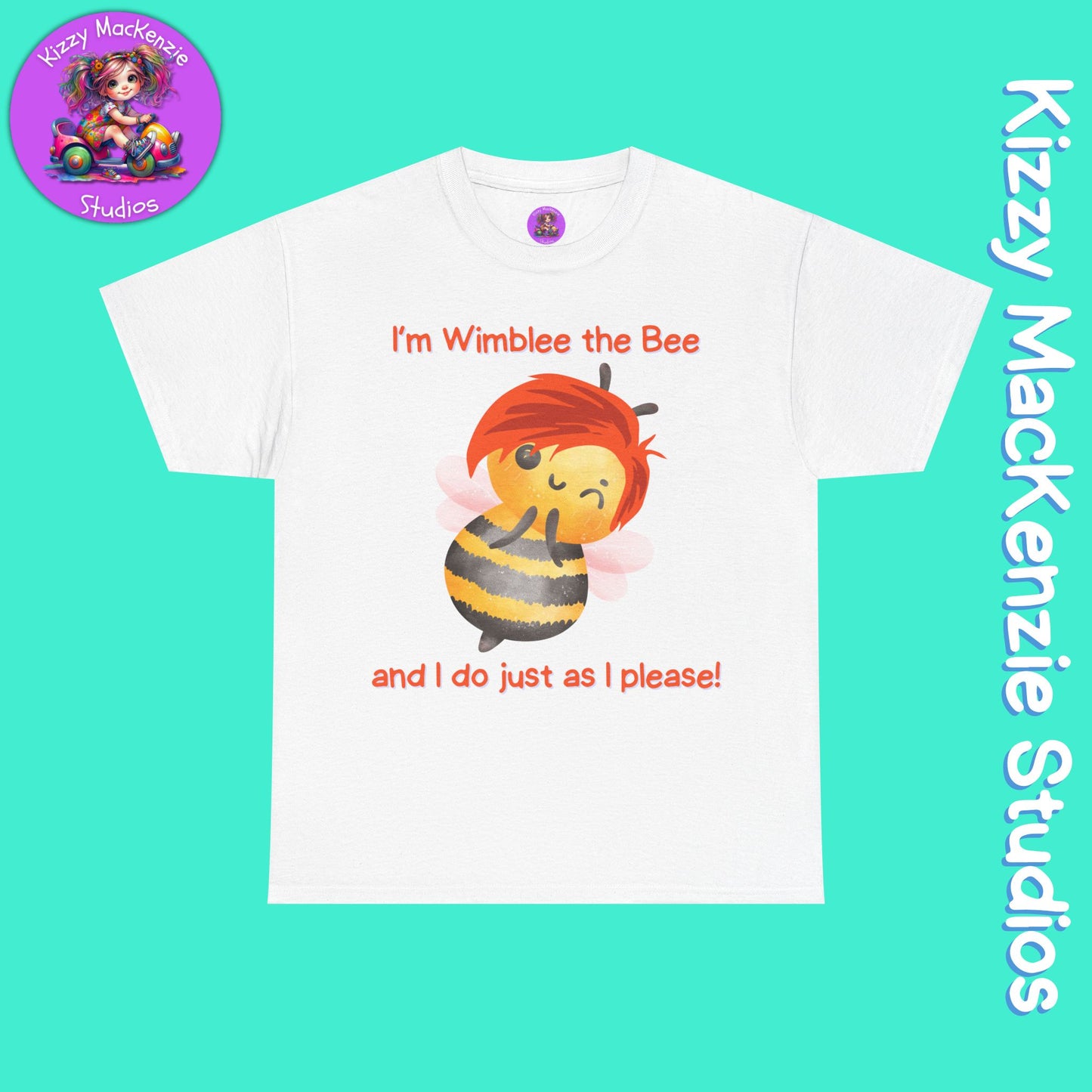 Wimblee the Bee Funny Honey Bee T-Shirt Spring Tee for Him or Her Teacher Appreciation Gift Unisex Heavy Cotton Tee