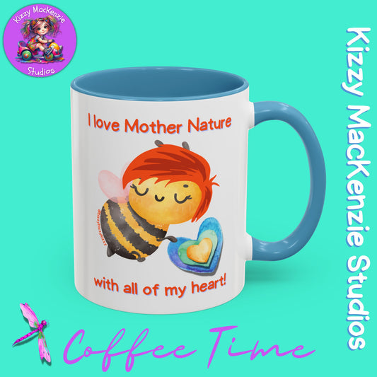 Wimblee the Bee Accent Coffee Mug I Love Mother Nature Honey Bee Conservation Heart Mug