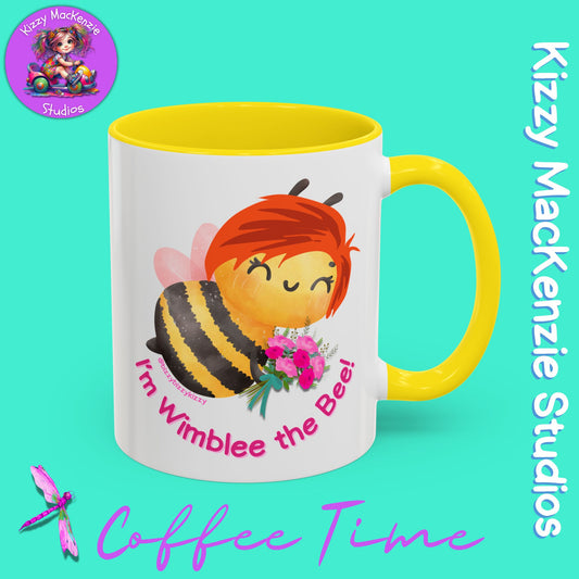 Wimblee the Bee Accent Coffee Mug Colorful Housewarming Gift Spring Flowers Nature Lover Gift