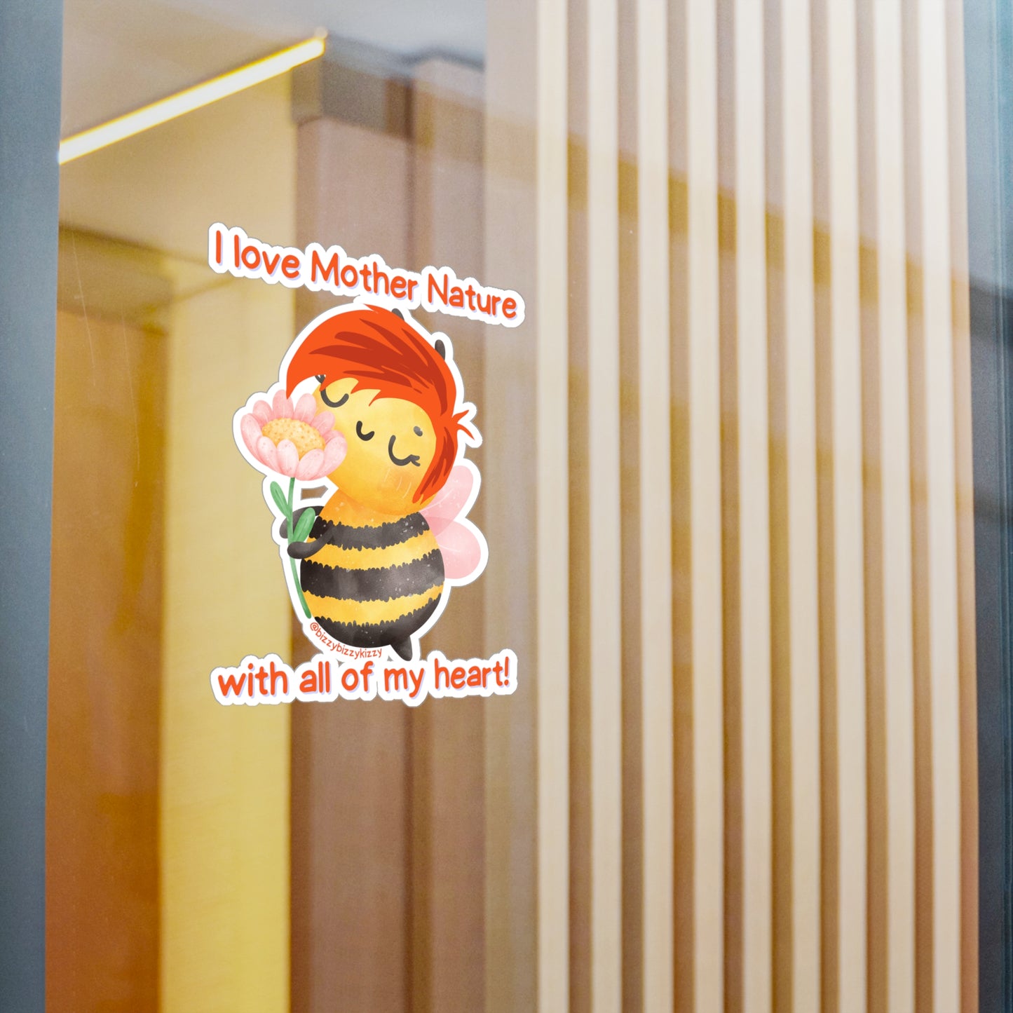 Wimblee the Bee Kiss-Cut Vinyl Decals I Love Mother Nature Decal Earth Day Gift for Teacher Appreciation